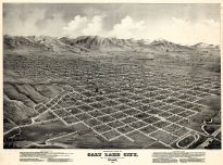 Salt Lake City 1875 Bird's Eye View 17x22, Salt Lake City 1875 Bird's Eye View